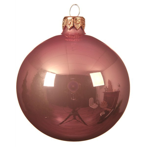 Χριστουγεννιάτικη Γυάλινη Μπάλα Οροφής Ροζ Σκούρα Γυαλιστερή (15cm)